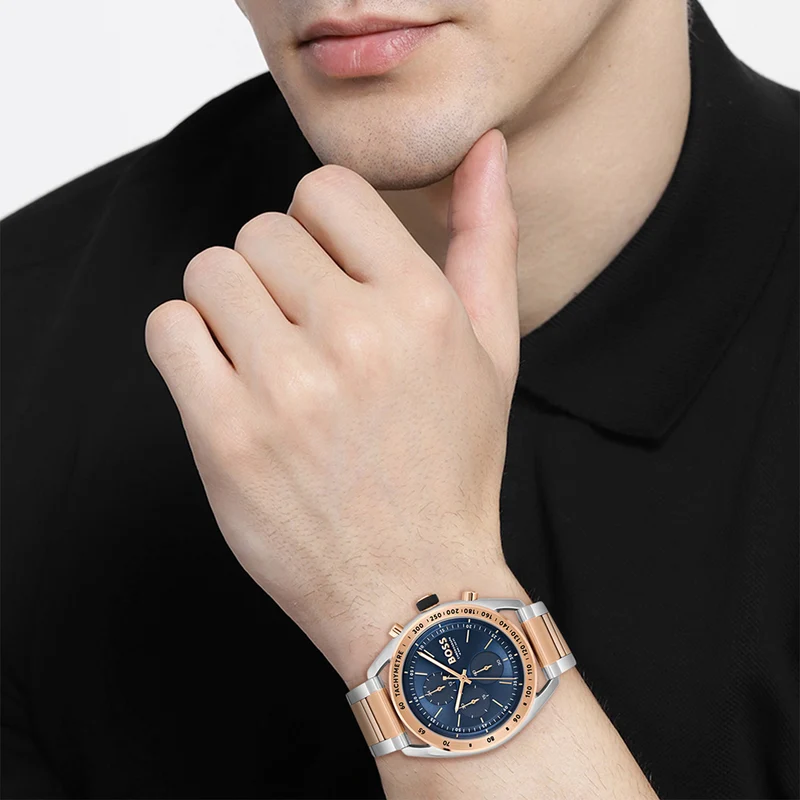 BOSS Center Court 1514026 Herren Armbanduhr Blau • Chronograph • Bicolor-Gliederarmband