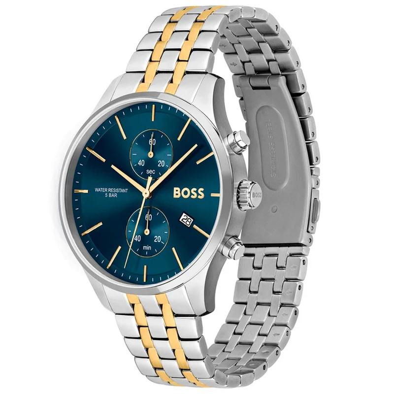 BOSS Associate 1513976 Herren • Quarzwerk mit Datum • Zweifarbiges Edelstahlarmband