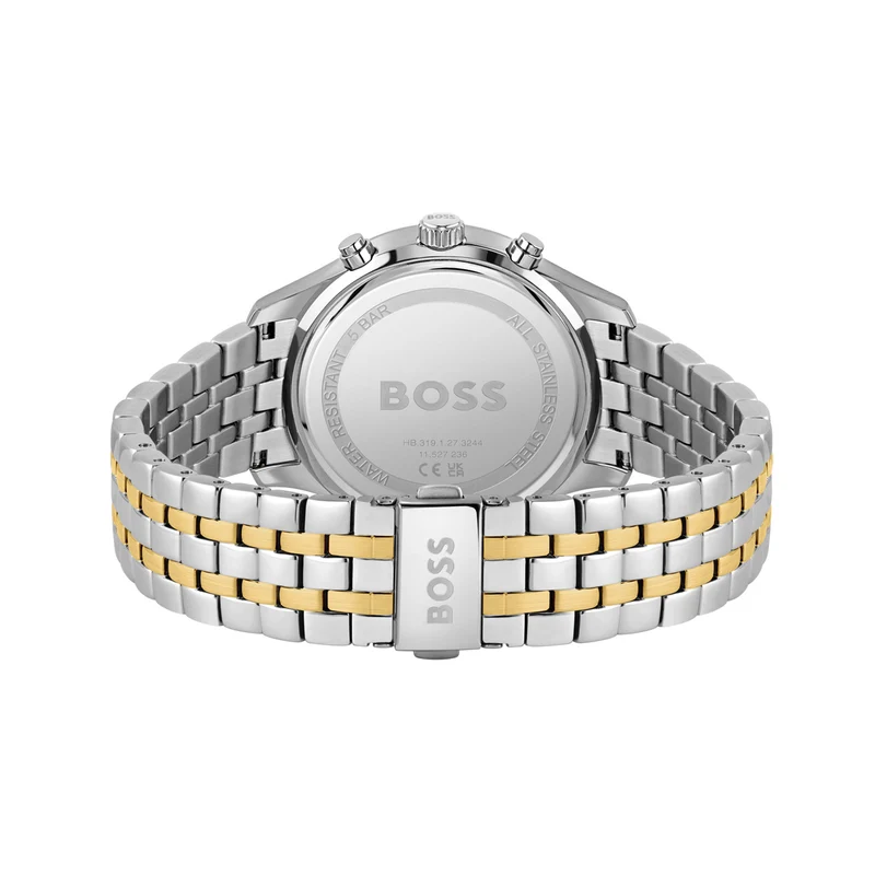 BOSS Associate 1513976 Herren • Quarzwerk mit Datum • Zweifarbiges Edelstahlarmband