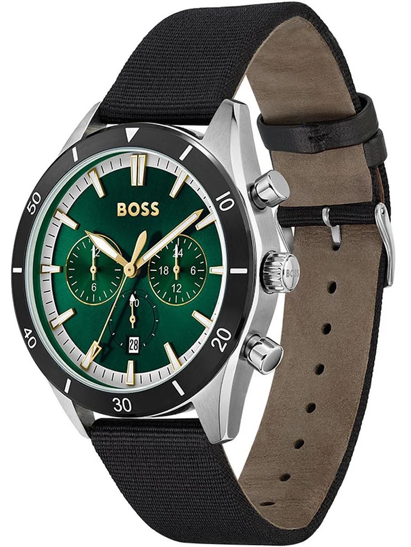 BOSS Santiago 1513936 Herrenuhr Grün • Chronograph • Mineralglas