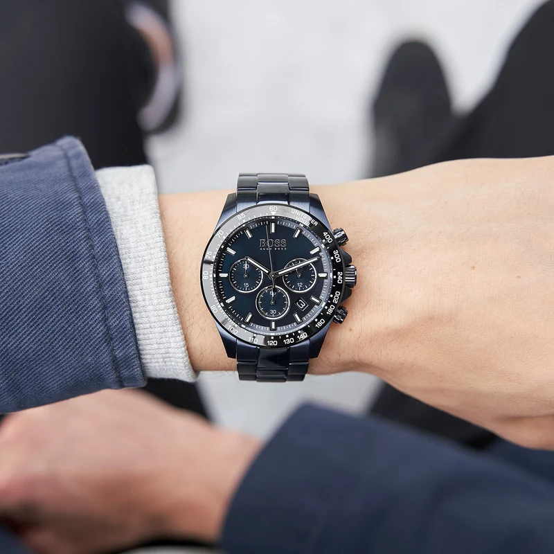 BOSS Hero Sport 1513758 Herren • Chronograph • Blaues Edelstahlarmband