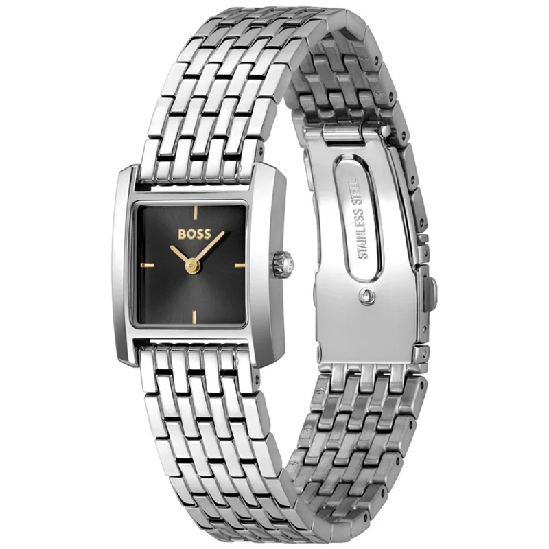BOSS Lucy Scala 1502844 Damen Armbanduhr Schwarz • Eckiges Edelstahlgehäuse • Quarzwerk