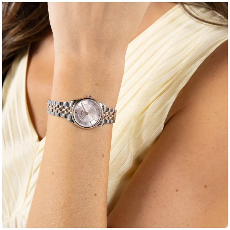BOSS Graceful Mina 1502842 Damen Armbanduhr Rosé • Mineralglas • Bicolor-Armband