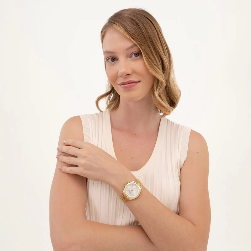 BOSS Alley 1502829 Damen Armbanduhr Gold • Chronograph-Stil • Mineralglas