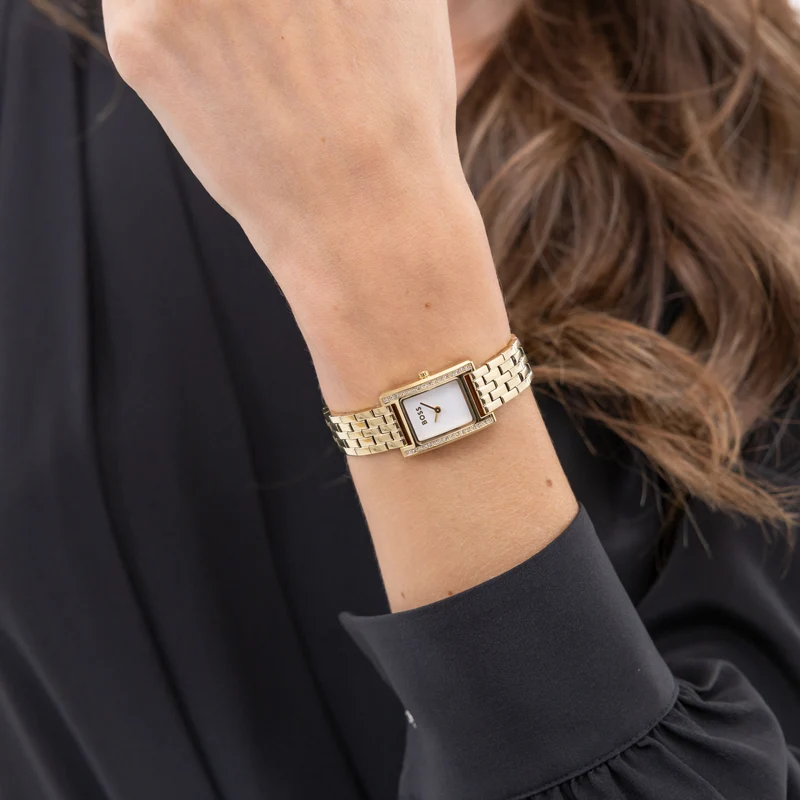 BOSS Lucy Precious 1502815 Damen Armbanduhr Gold • Saphirglas • Steinbesatz