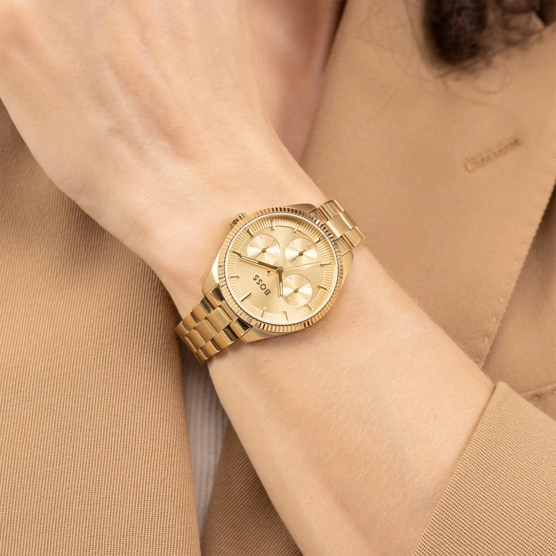 BOSS Sage Sport 1502803 Damen Armbanduhr Gold • Quarzwerk • Faltschließe