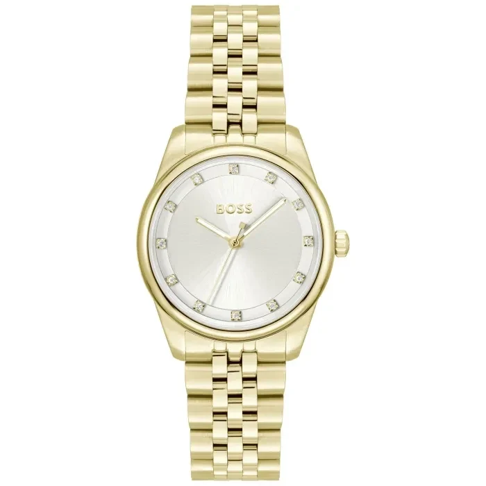 BOSS Graceful Precious 1502810 Damen Armbanduhr Goldfarben • Silberfarbenes Zifferblatt • Elegantes Design