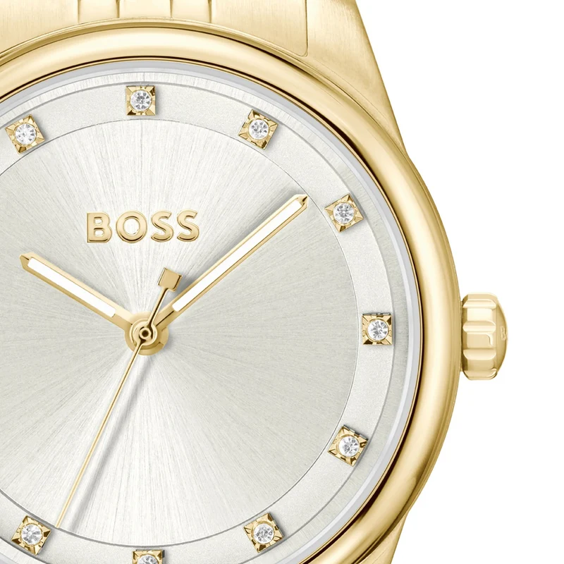 BOSS Graceful Precious 1502810 Damen Armbanduhr Goldfarben • Silberfarbenes Zifferblatt • Elegantes Design