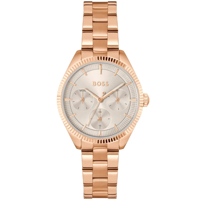 BOSS Sage Sport 1502802 Damen Armbanduhr Grau • Skelett-Zifferblatt • Roségold Edelstahlarmband