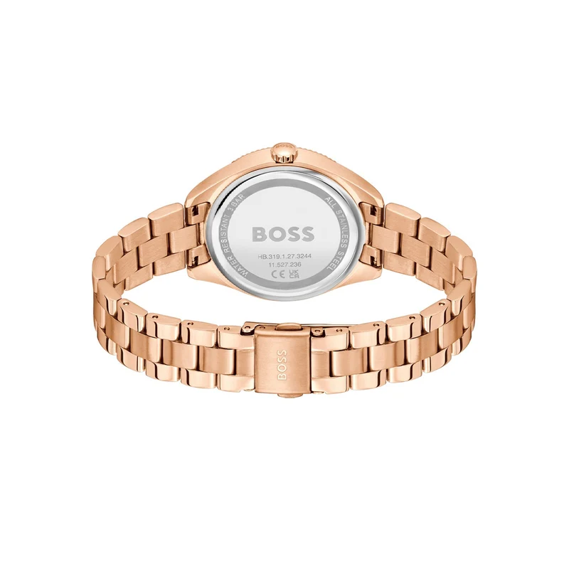BOSS Sage Sport 1502802 Damen Armbanduhr Grau • Skelett-Zifferblatt • Roségold Edelstahlarmband