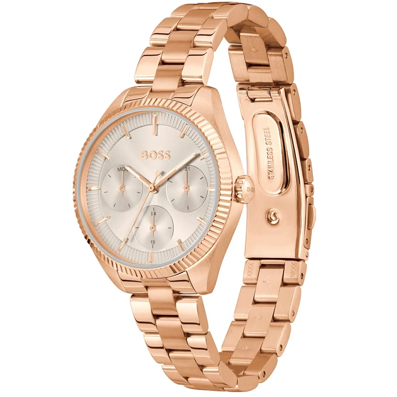 BOSS Sage Sport 1502802 Damen Armbanduhr Grau • Skelett-Zifferblatt • Roségold Edelstahlarmband