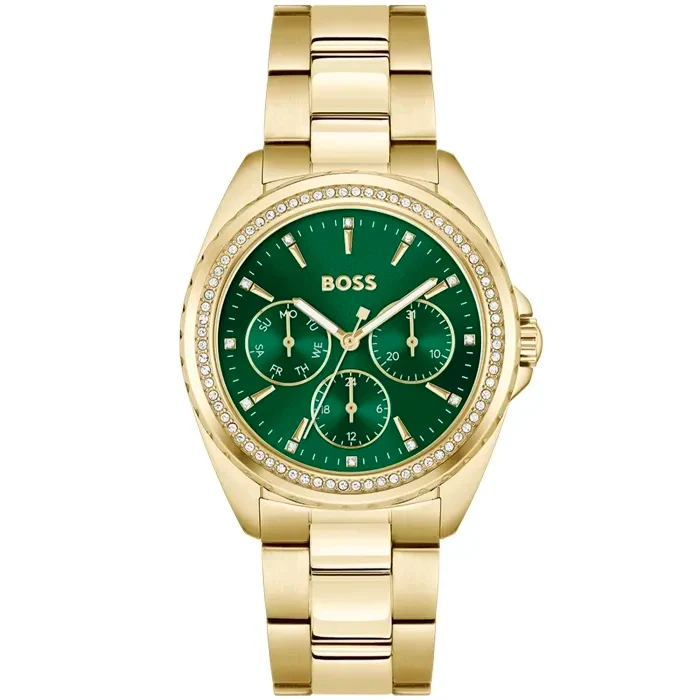 BOSS Atea 1502714 Damen Armbanduhr Grün • Mineralglas • Quarzwerk mit Subdials