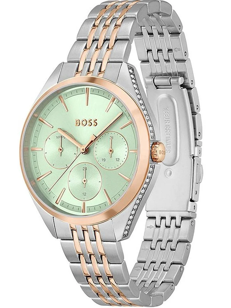 BOSS Saya 1502641 Damen Armbanduhr Silber • Mehrfach-Zifferblatt • Mineralglas