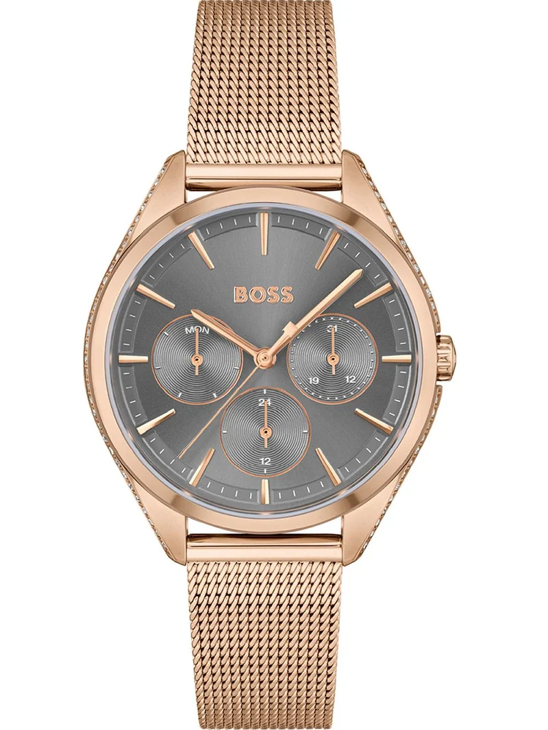 BOSS Saya 1502639 Damen Armbanduhr Roségold • Milanaise-Armband • Mineralglas