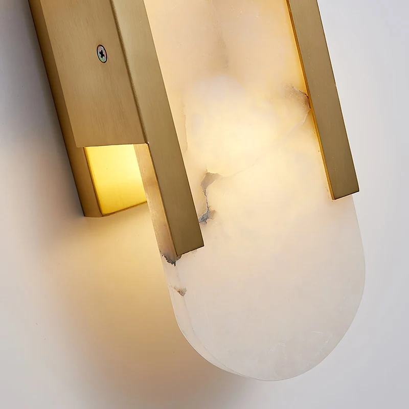 Marmeren wandlamp voor slaapkamer en woonkamer met zachte sfeerverlichting | Sansoti