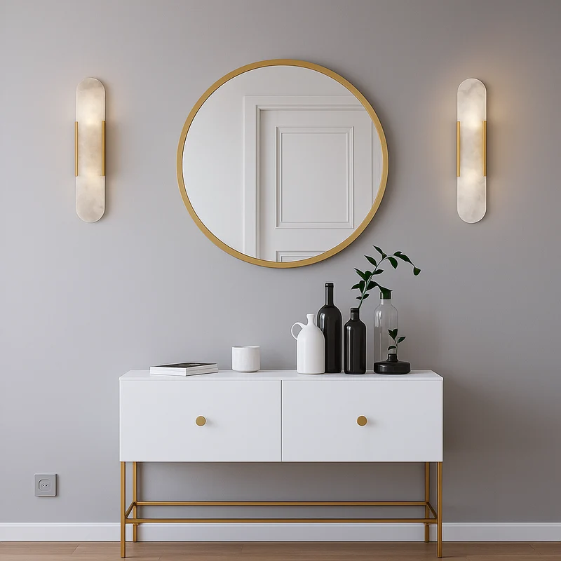 Marmeren wandlamp voor slaapkamer en woonkamer met zachte sfeerverlichting | Sansoti