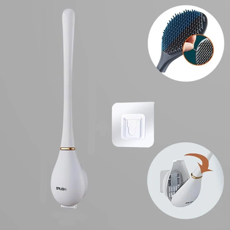 Wandgemonteerde siliconen toiletborstel met flexibel design voor hygiënische en moeiteloze reiniging | Sansoti