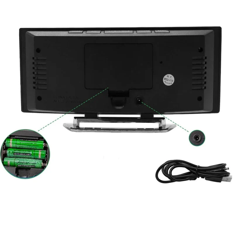 Moderne gebogen led wekkerklok met dimbare digitale display en snoozefunctie voor slaapkamer en bureau | Sansoti