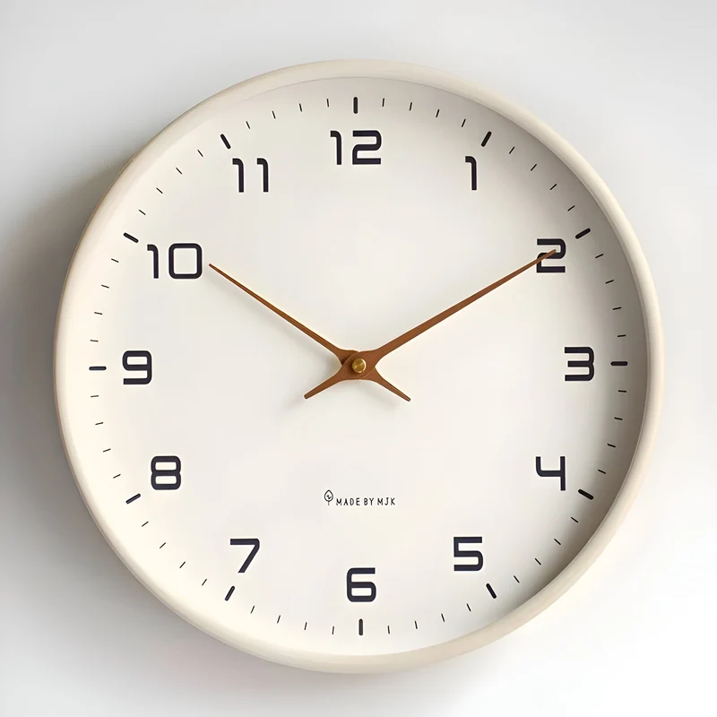 Moderne ronde houten wandklok met stilzwijgend uurwerk voor woonkamer, keuken en slaapkamer | Sansoti