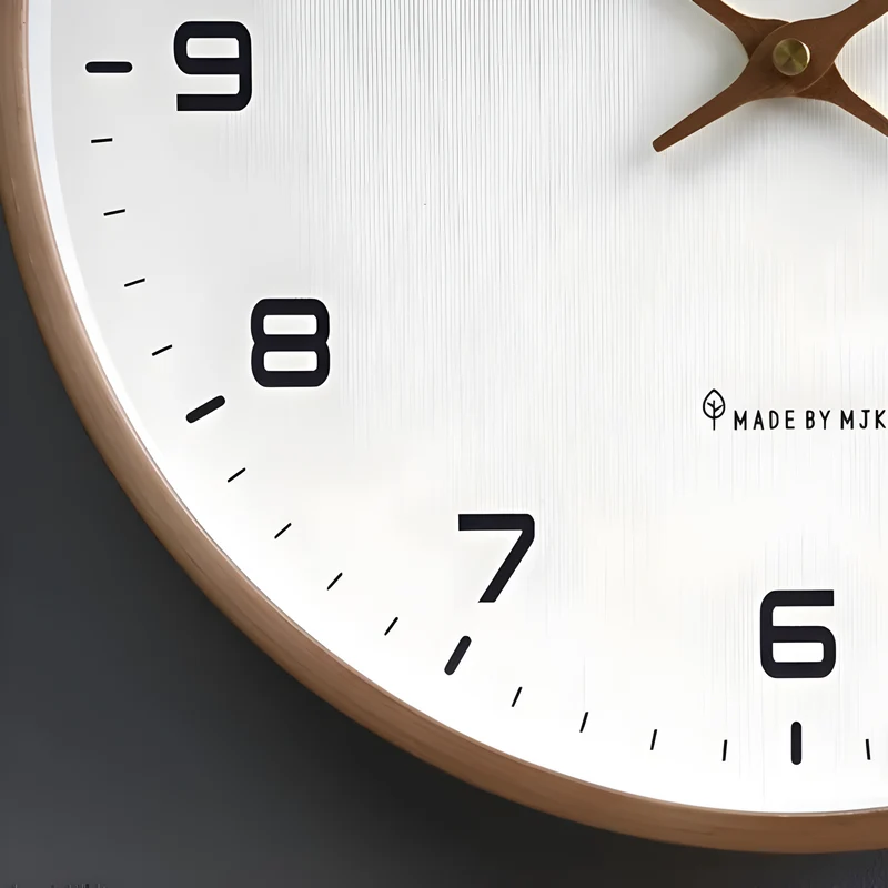 Moderne ronde houten wandklok met stilzwijgend uurwerk voor woonkamer, keuken en slaapkamer | Sansoti