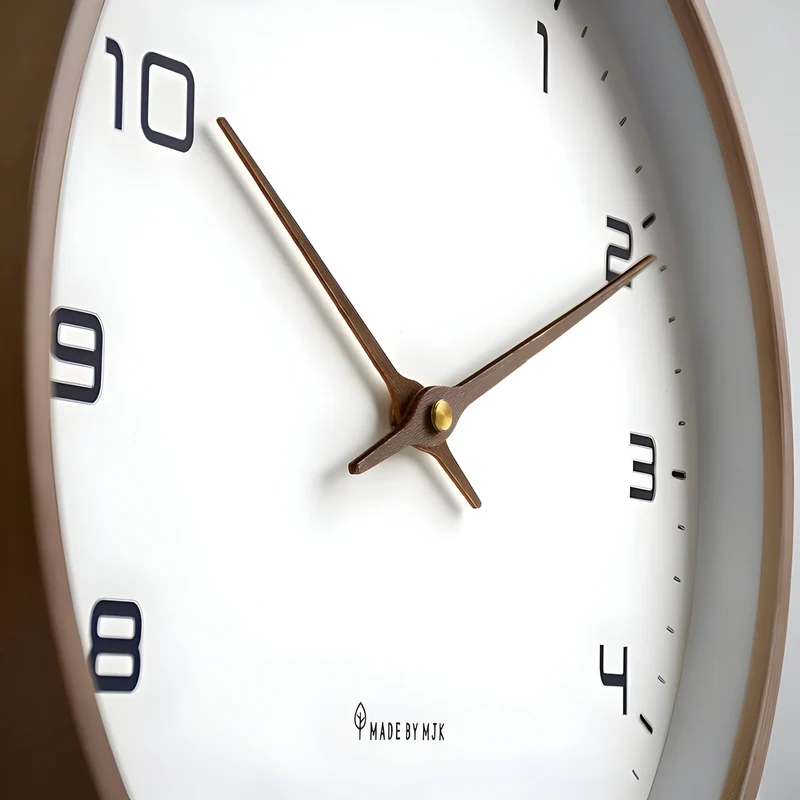 Moderne ronde houten wandklok met stilzwijgend uurwerk voor woonkamer, keuken en slaapkamer | Sansoti