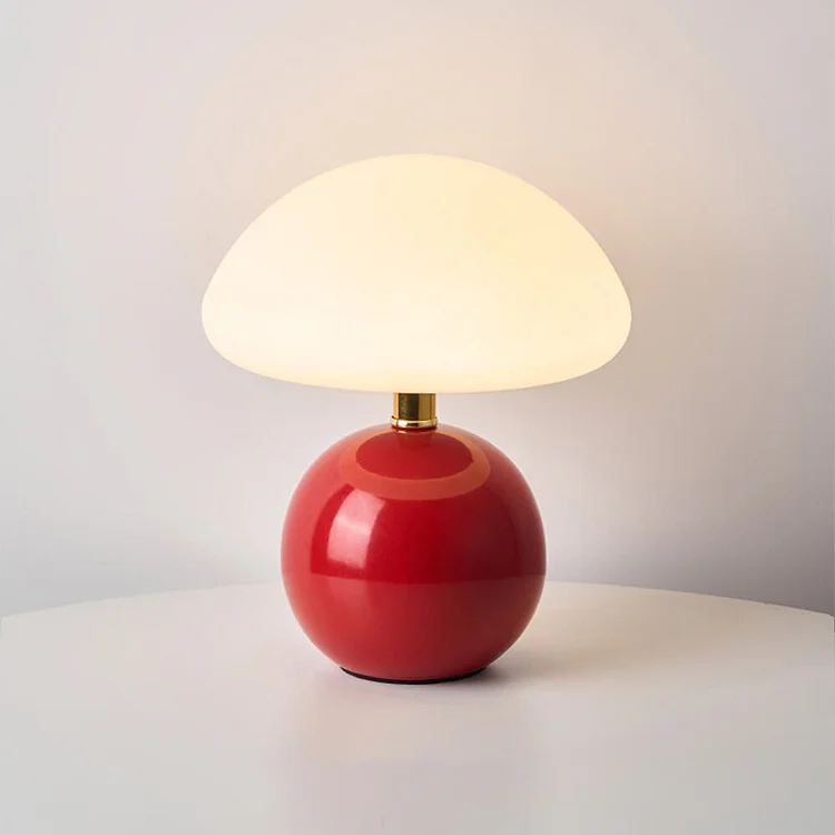 Franse paddenstoel tafellamp van keramiek met verstelbaar warm licht in Bauhaus stijl | Sansoti