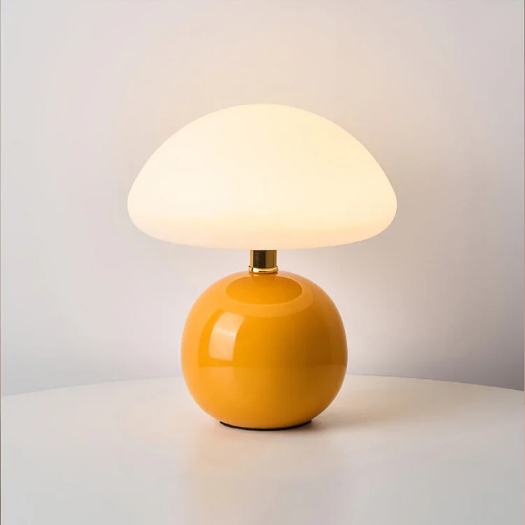 Franse paddenstoel tafellamp van keramiek met verstelbaar warm licht in Bauhaus stijl | Sansoti