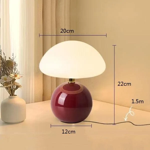 Franse paddenstoel tafellamp van keramiek met verstelbaar warm licht in Bauhaus stijl | Sansoti