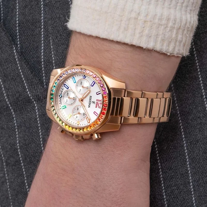 Festina Rainbow F20639/2 Damenuhr • Funkelndes Rainbow-Design • Hochwertiger Edelstahl