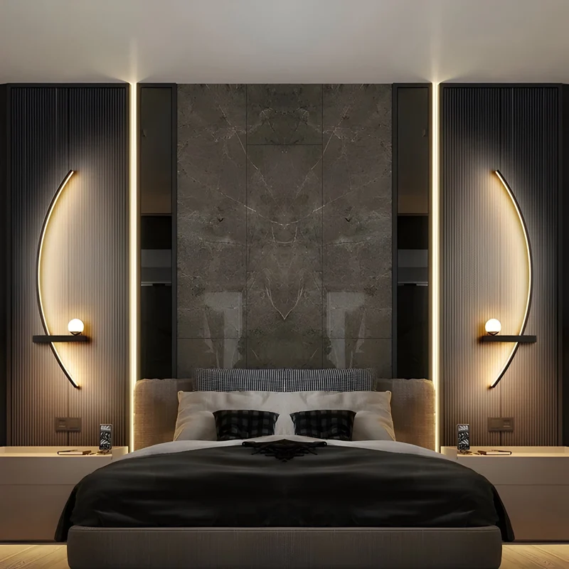 Moderne Led Wandleuchte Met Gebogen Design En Dimbare Verlichting Voor Slaap- En Woonkamer | Sansoti
