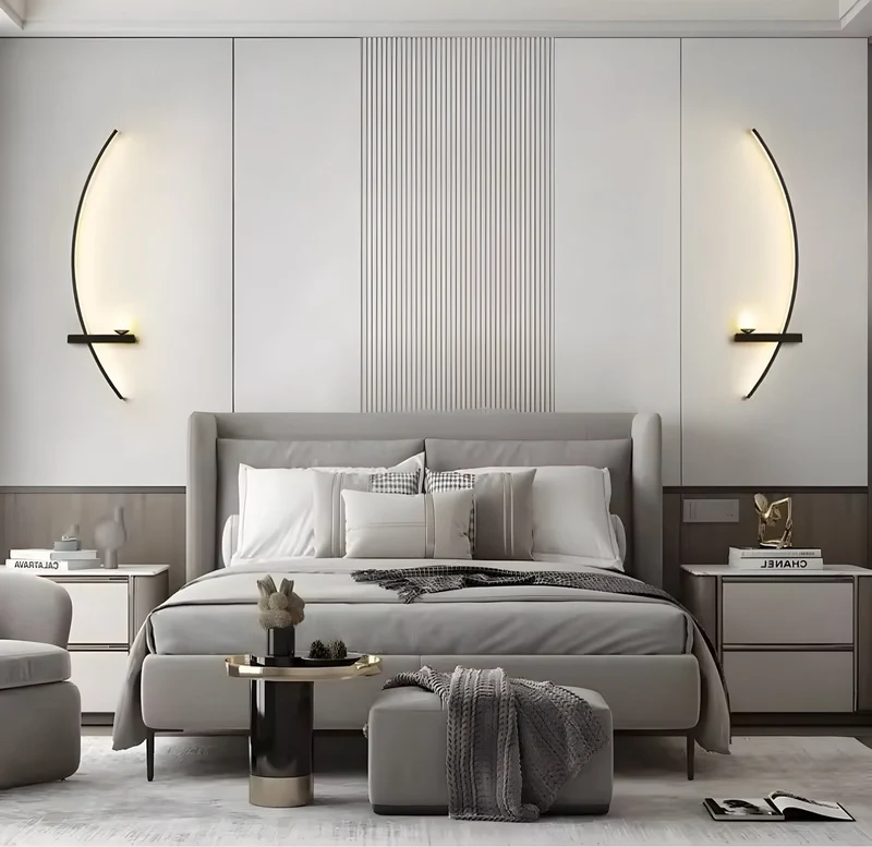 Moderne Led Wandleuchte Met Gebogen Design En Dimbare Verlichting Voor Slaap- En Woonkamer | Sansoti