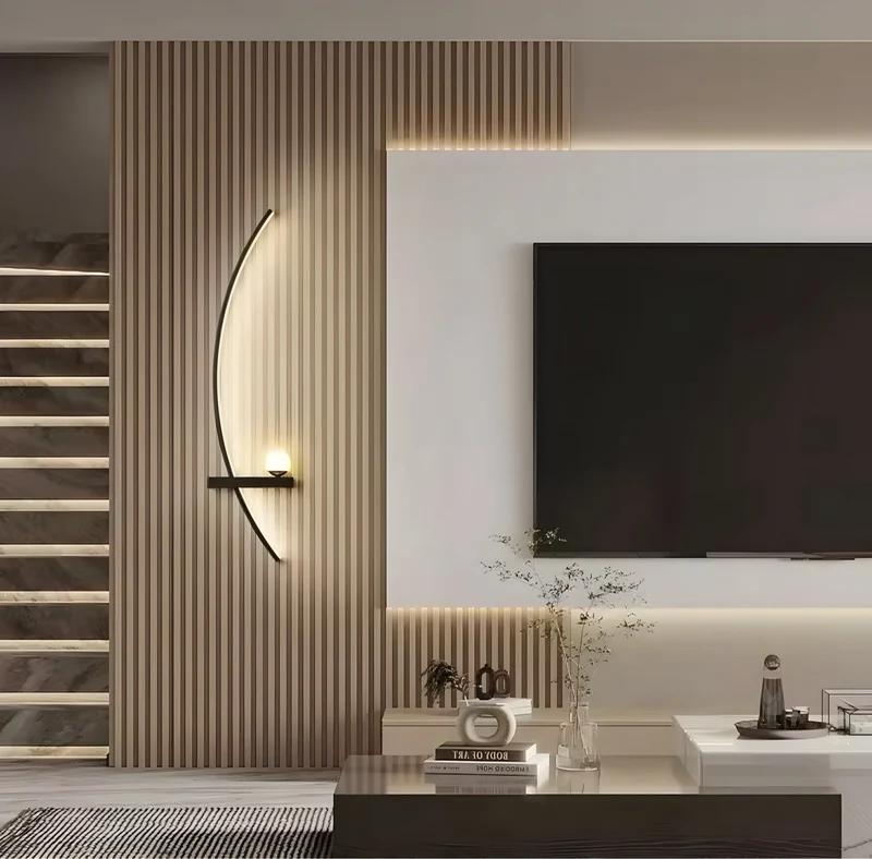 Moderne Led Wandleuchte Met Gebogen Design En Dimbare Verlichting Voor Slaap- En Woonkamer | Sansoti