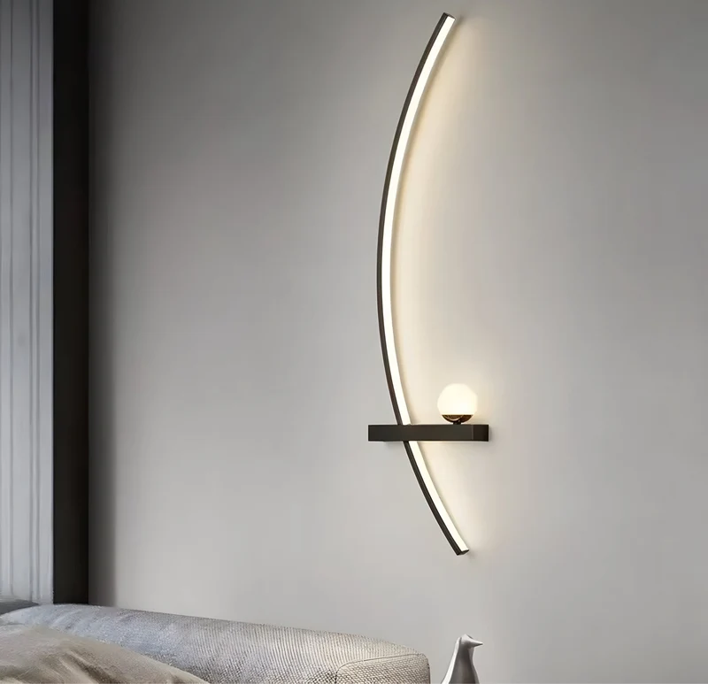 Moderne Led Wandleuchte Met Gebogen Design En Dimbare Verlichting Voor Slaap- En Woonkamer | Sansoti
