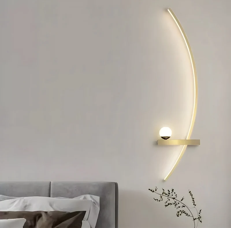 Moderne Led Wandleuchte Met Gebogen Design En Dimbare Verlichting Voor Slaap- En Woonkamer | Sansoti