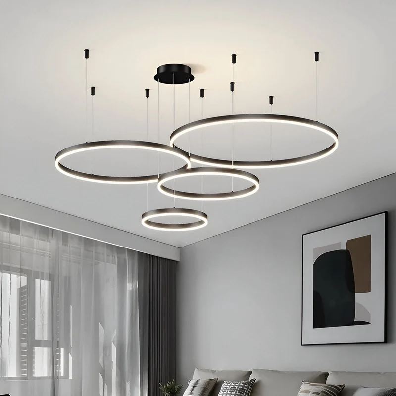 Moderne Led Ring Hanglamp Met Meerdere Lichtcirkels En Dimbare Verlichting | Sansoti