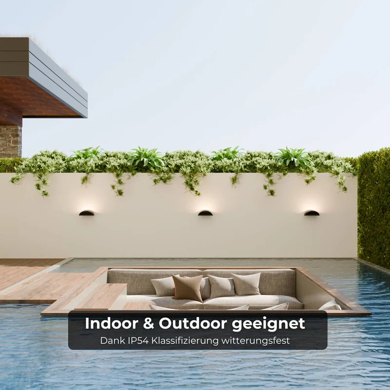 Minimalistische half ronde led wandlamp met warm indirect licht voor binnen en beschut buiten | Sansoti