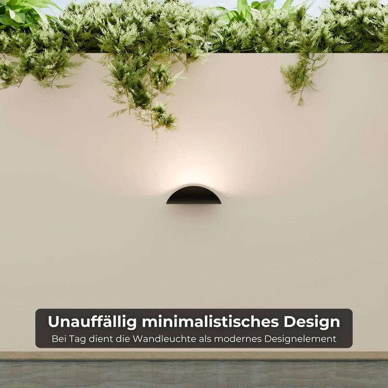 Minimalistische half ronde led wandlamp met warm indirect licht voor binnen en beschut buiten | Sansoti