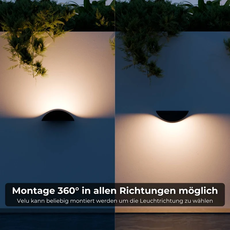 Minimalistische half ronde led wandlamp met warm indirect licht voor binnen en beschut buiten | Sansoti