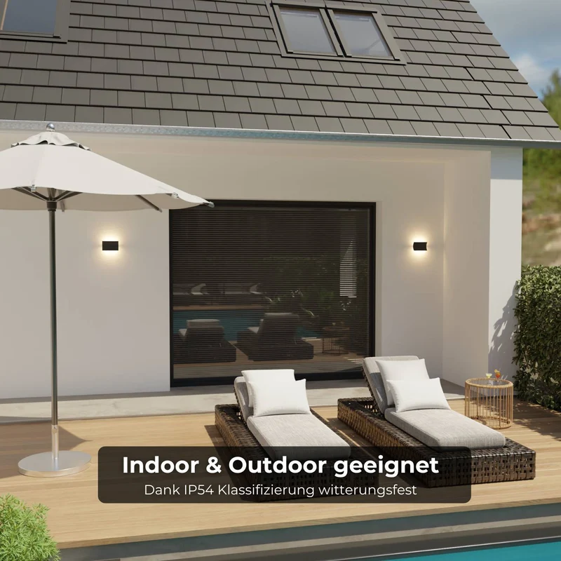 Elegante led wandlamp met warm indirect licht voor binnen en beschut buiten | Sansoti