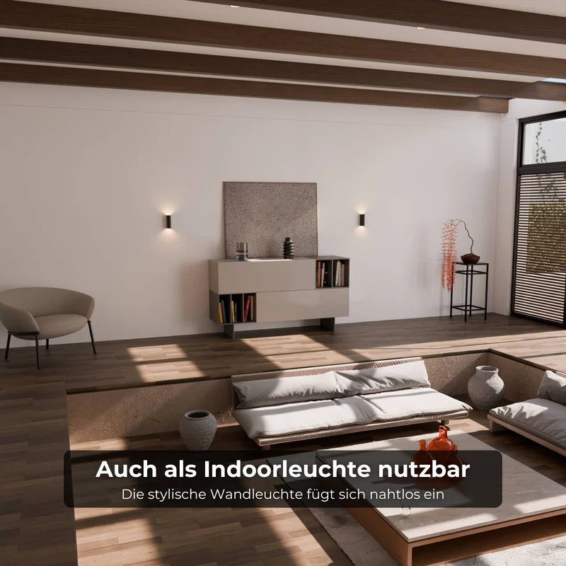 Compacte led wandlamp met warm up-down licht voor interieur en gevel | Sansoti