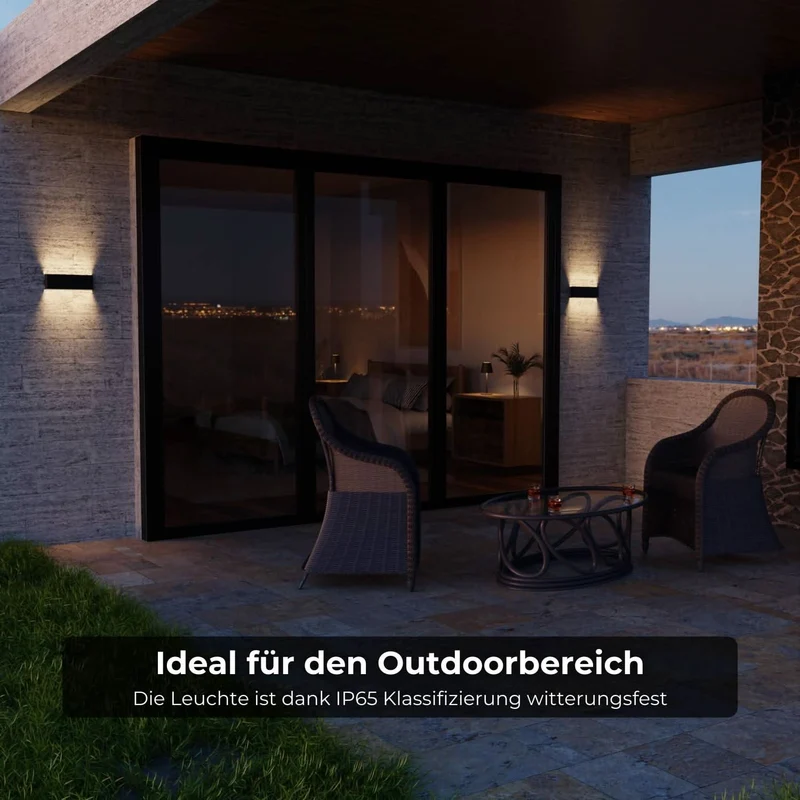 Minimalistische led wandlamp voor buiten en binnen met up-down licht | Sansoti