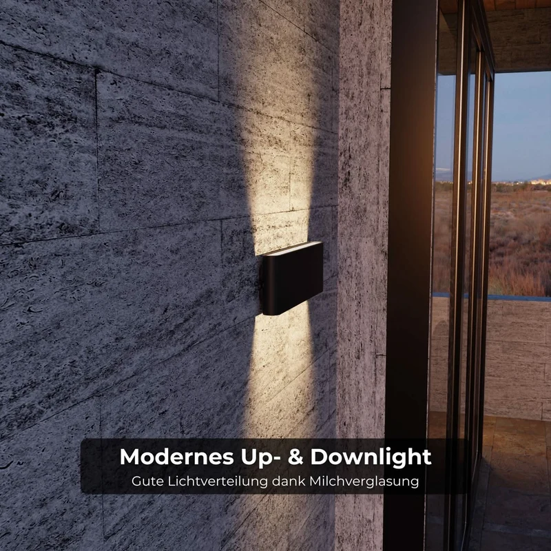Minimalistische led wandlamp voor buiten en binnen met up-down licht | Sansoti