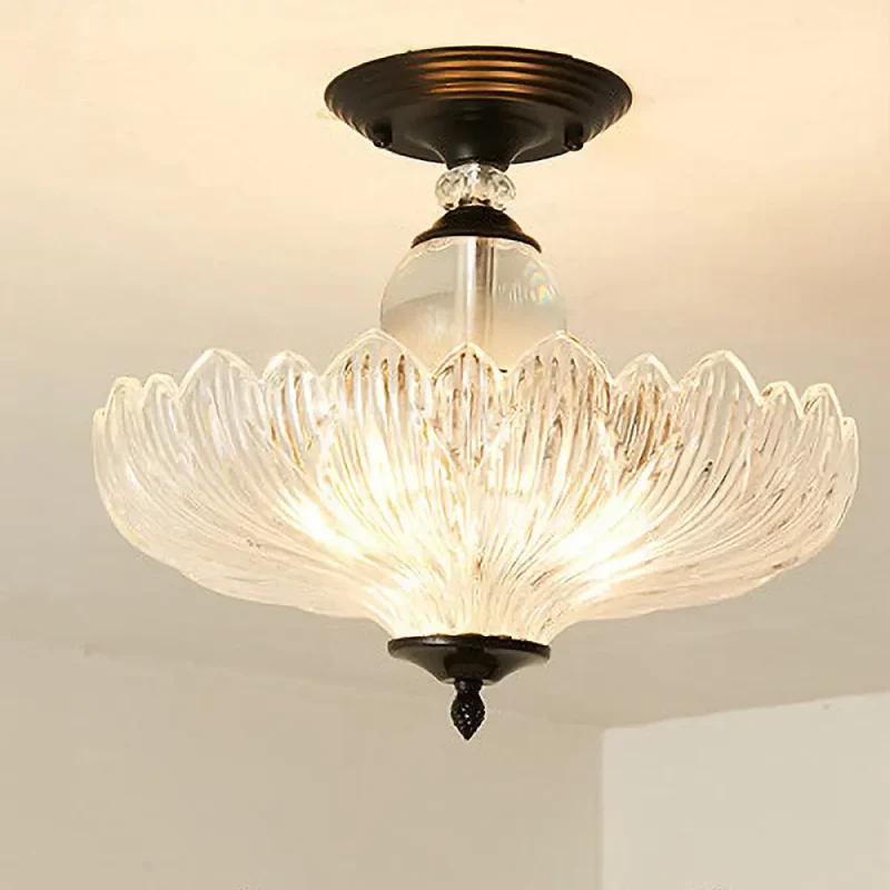 Kristallen Plafondlamp 3-Lichts met Golfrand Zwart Goud 30cm 40cm Semi-Flush Klassiek Design voor Eetkamer | Sansoti