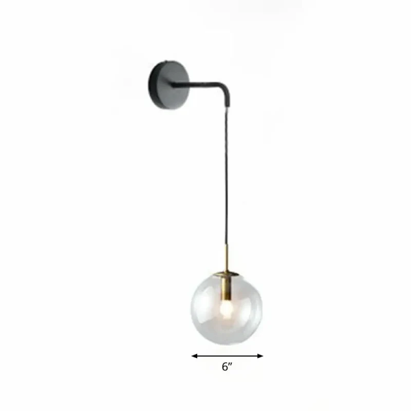 Glazen Wandlamp Bol Modern Metaal E26/E27 Fitting Woonkamer Slaapkamer Hal Scandinavisch Design Interieur | Sansoti