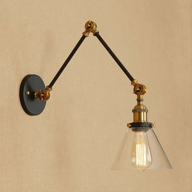 Verstelbare Wandlamp met Helder Glas en Metalen Zwenkarm voor Sfeervolle Woonkamer en Slaapkamer Verlichting | Sansoti