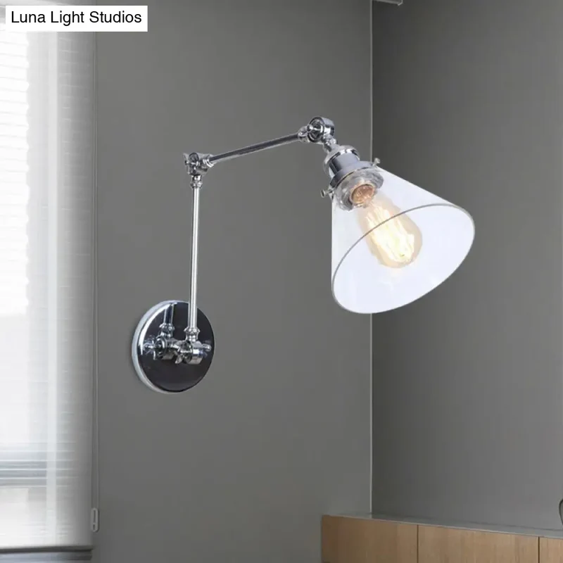 Verstelbare Wandlamp met Helder Glas en Metalen Zwenkarm voor Sfeervolle Woonkamer en Slaapkamer Verlichting | Sansoti