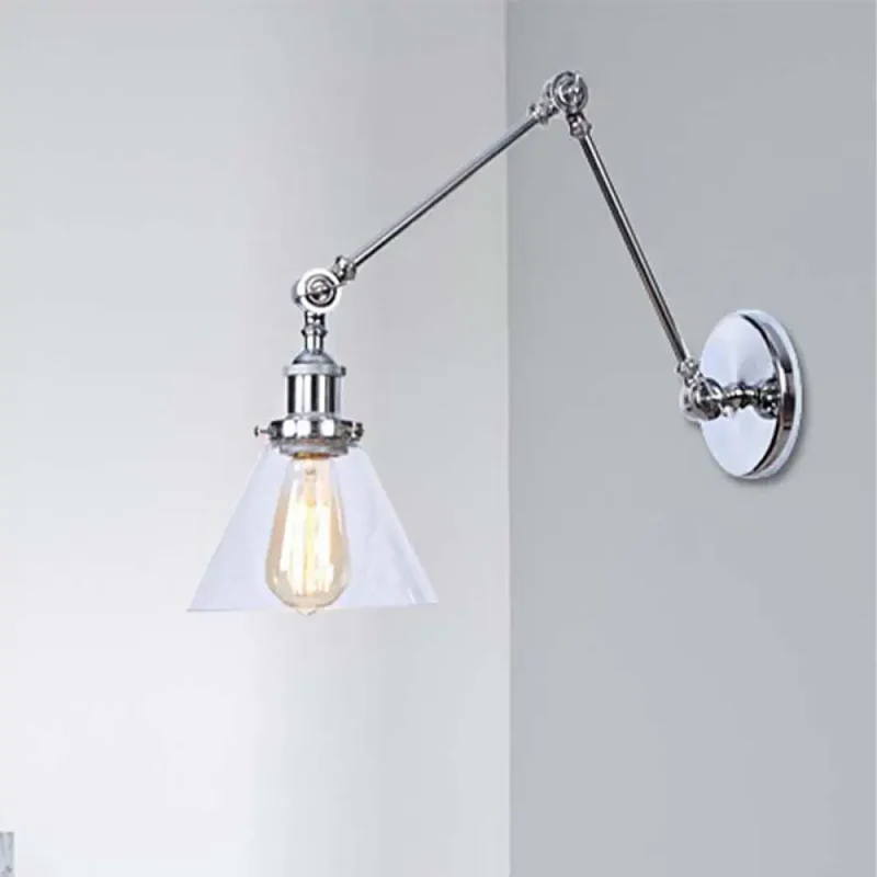 Verstelbare Wandlamp met Helder Glas en Metalen Zwenkarm voor Sfeervolle Woonkamer en Slaapkamer Verlichting | Sansoti