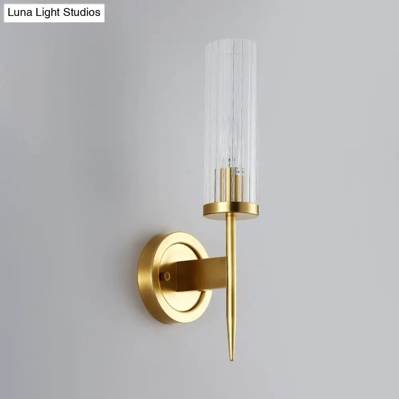 Wandlamp Goud Hoekmodel met Helder Glas - Moderne Cilinder Wandverlichting voor Gang Slaapkamer Woonkamer | Sansoti