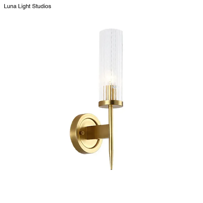 Wandlamp Goud Hoekmodel met Helder Glas - Moderne Cilinder Wandverlichting voor Gang Slaapkamer Woonkamer | Sansoti