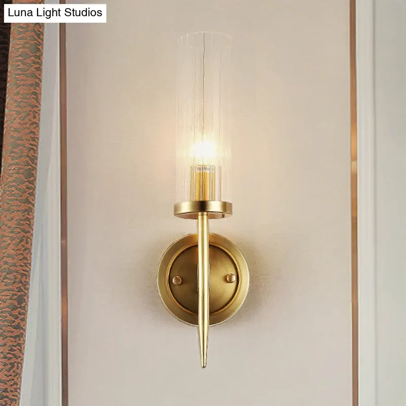 Wandlamp Goud Hoekmodel met Helder Glas - Moderne Cilinder Wandverlichting voor Gang Slaapkamer Woonkamer | Sansoti